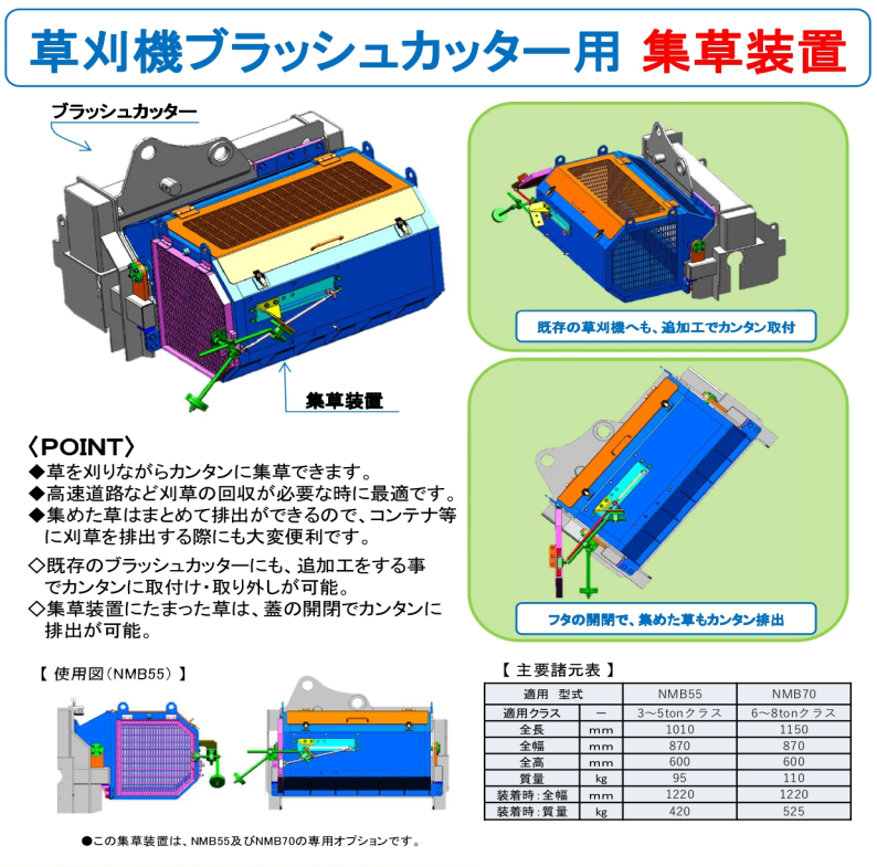 集草装置付き草刈機の詳細イメージ